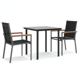 Berkfield Home 3 Piece Garden Dining Set Black Textilene & Steel - thumbnail 1