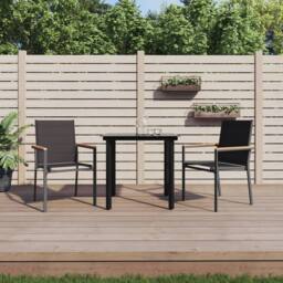 Berkfield Home 3 Piece Garden Dining Set Black Textilene & Steel - thumbnail 2