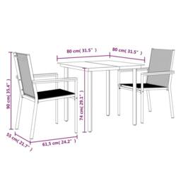 Berkfield Home 3 Piece Garden Dining Set Black Textilene & Steel - thumbnail 9