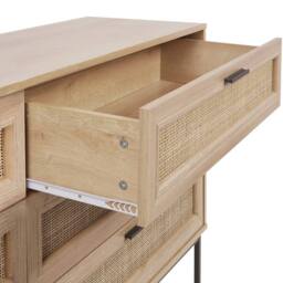 Wyld and Coco Rattan Six-Drawer Chest Light Wood with Black Metal Frame in Brown - thumbnail 7