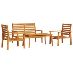 Berkfield Home 4 Piece Garden Lounge Set Solid Wood Acacia in Brown - thumbnail 1