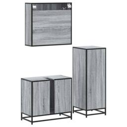 Berkfield Home 3 Piece Bathroom Furniture Set Grey Sonoma Engineered Wood - thumbnail 7