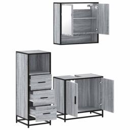 Berkfield Home 3 Piece Bathroom Furniture Set Grey Sonoma Engineered Wood - thumbnail 8
