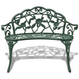 Berkfield Home Garden Bench 100 cm Cast Aluminium Green - thumbnail 2