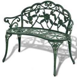 Berkfield Home Garden Bench 100 cm Cast Aluminium Green - thumbnail 1