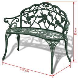 Berkfield Home Garden Bench 100 cm Cast Aluminium Green - thumbnail 4