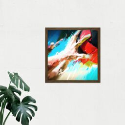 "Artery8 Wall Art Print Volleyball Hand Sport Abstract Sport Painting Square Framed Picture 16X16 Inch in Brown - Size: W16"" x H16""" - thumbnail 2
