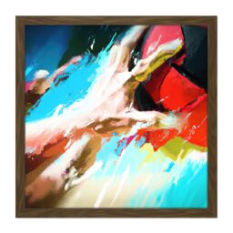 "Artery8 Wall Art Print Volleyball Hand Sport Abstract Sport Painting Square Framed Picture 16X16 Inch in Brown - Size: W16"" x H16""" - thumbnail 1