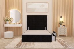 Somnior Alexas Divan 2 Draw Bed Base with Floor Standing Headboard Plush Velvet in Black - Size: Small Double - thumbnail 4