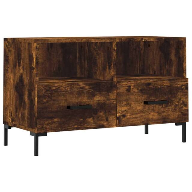 Berkfield Home TV Cabinet Smoked Oak 80x36x50 cm Engineered Wood in Brown - Size: 80 x 36 x 50 cm - image 1