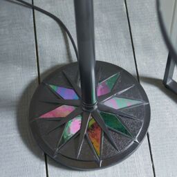 Loops 1.7m Tiffany Floor Lamp Black Stem & Retro Stained Glass Shade Uplighter i00002 - thumbnail 4
