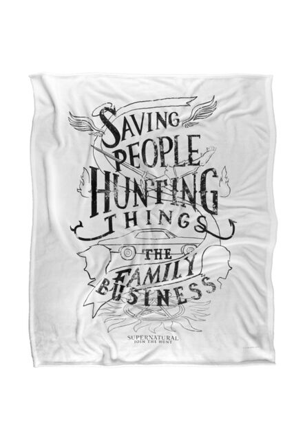 Warner Brothers Supernatural Family Business Silky Touch Super Soft Throw Blanket in White - image 1