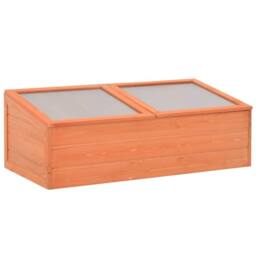 Berkfield Home Greenhouse Wood 100x50x34 cm in Brown - Size: 100 x 50 x 34 cm - thumbnail 2