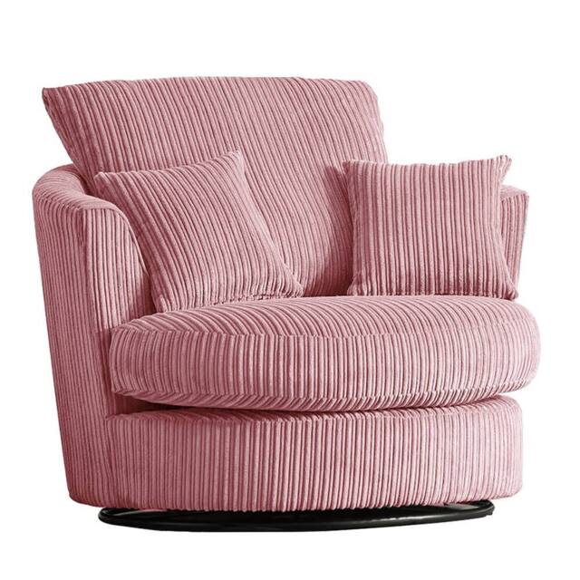 Furnishings For Less UK Luxor Jumbo Cord Fabric Single Seater 360 Degree Swivel Chair Sofa Accessory in Pink - image 1