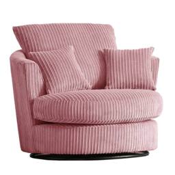 Furnishings For Less UK Luxor Jumbo Cord Fabric Single Seater 360 Degree Swivel Chair Sofa Accessory in Pink - thumbnail 1