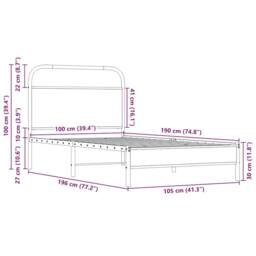 Berkfield Home Bed Frame without Mattress 100x190 cm Sonoma Oak Engineered Wood in Brown - thumbnail 9