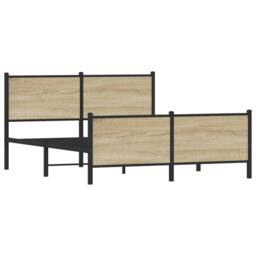 Berkfield Home Metal Bed Frame without Mattress Sonoma Oak 140x190 cm in Natural - thumbnail 4