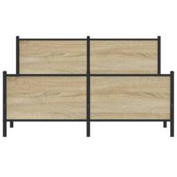 Berkfield Home Metal Bed Frame without Mattress Sonoma Oak 140x190 cm in Natural - thumbnail 5