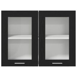 Berkfield Home Black Oak Hanging Glass Cabinet 80x31x60 cm Made from Engineered Wood - Size: 80 x 31 x 60 cm - thumbnail 7