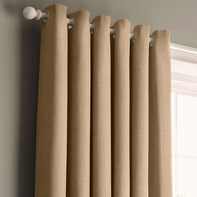 Velosso Panama Ready Made Cotton Eyelet Curtains in Natural - Size: 168 cm width x 229 cm drop