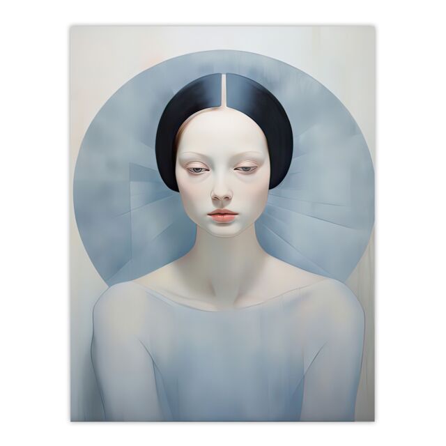"Artery8 Wall Art Print Anne Boleyn Modern Conceptual Painting Sad Melancholic Poster in Pale Blue - Size: W18"" x H24""" - image 1
