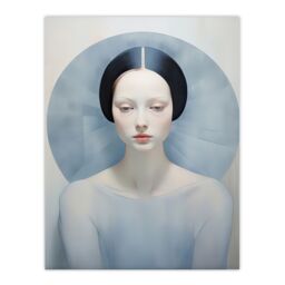 "Artery8 Wall Art Print Anne Boleyn Modern Conceptual Painting Sad Melancholic Poster in Pale Blue - Size: W18"" x H24""" - thumbnail 1