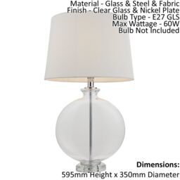 Loops Table Lamp - Clear Glass & Nickel Plate - 60W E27 - Bedside Light Base & Shade in Metallics - thumbnail 2