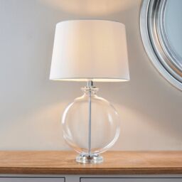 Loops Table Lamp - Clear Glass & Nickel Plate - 60W E27 - Bedside Light Base & Shade in Metallics - thumbnail 3