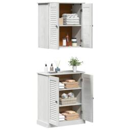 Berkfield Home Bathroom Furniture Set with Shelf with Storage with Door 2 pcs Br… in White - thumbnail 3