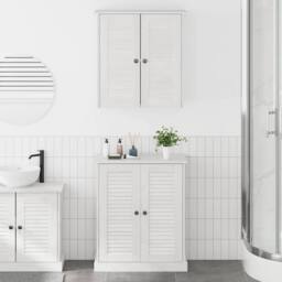 Berkfield Home Bathroom Furniture Set with Shelf with Storage with Door 2 pcs Br… in White - thumbnail 1