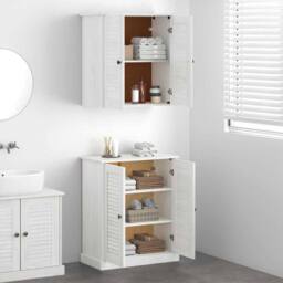 Berkfield Home Bathroom Furniture Set with Shelf with Storage with Door 2 pcs Br… in White - thumbnail 4