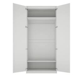 Wyld Haus Kahs White 2 Door Wooden Wardrobe Brushed Brass Handles - thumbnail 5