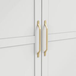 Wyld Haus Kahs White 2 Door Wooden Wardrobe Brushed Brass Handles - thumbnail 3