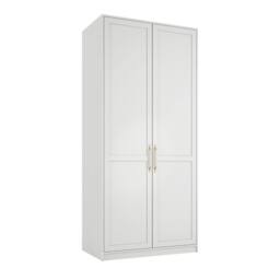 Wyld Haus Kahs White 2 Door Wooden Wardrobe Brushed Brass Handles - thumbnail 2