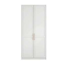Wyld Haus Kahs White 2 Door Wooden Wardrobe Brushed Brass Handles - thumbnail 4