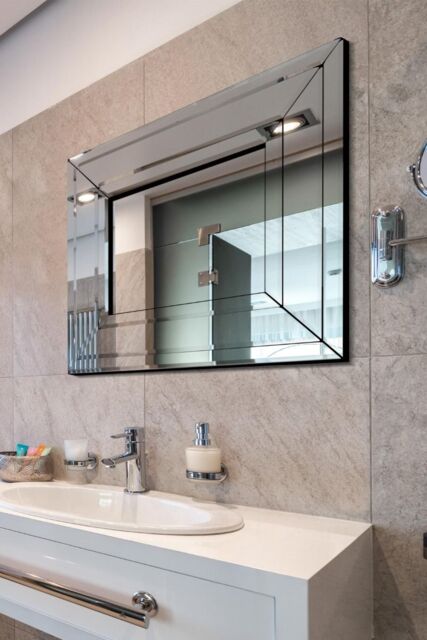 MirrorOutlet Langley All Glass Modern Bevelled Mirror 68 x 58CM in Silver - Size: 1 Pack - image 1