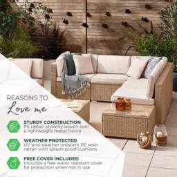 FurnitureboxUK Orlando 8 Seat Modular Outdoor Garden Rattan Sofa in Light Beige - thumbnail 8
