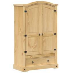 Berkfield Home Wardrobe Corona 101x52x170 cm Solid Wood Pine in Light Tan - Size: 101 x 52 x 170 cm - thumbnail 1