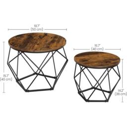 FORGEVIO Set of 2 Coffee Side Tables Robust Steel Frame Living Room - thumbnail 2