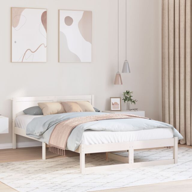 Berkfield Home Bed Frame White Wood 120 x 200 cm Durable Minimalist Bed Frame - image 1