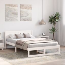 Berkfield Home Bed Frame White Wood 120 x 200 cm Durable Minimalist Bed Frame - thumbnail 5