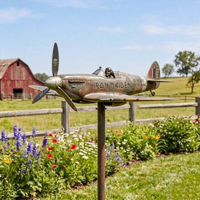 Quipulse Pilot Iron Rotating Garden Windmill in Grey - image 1