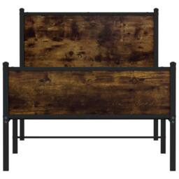 Berkfield Home Metal Bed Frame without Mattress Smoked Oak 90x200 cm in Brown - thumbnail 5