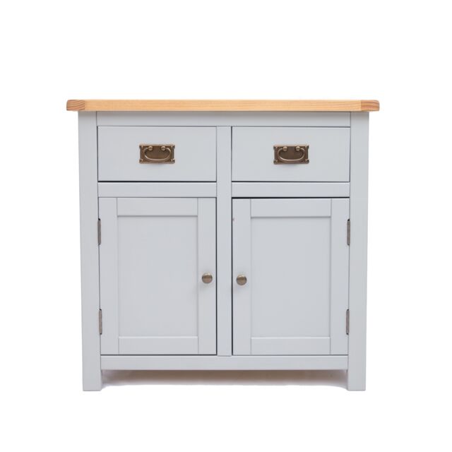 Cabinet Bits Argenta Light Grey 2 Drawer 2 Door Sideboard Brass Drop Handle - image 1