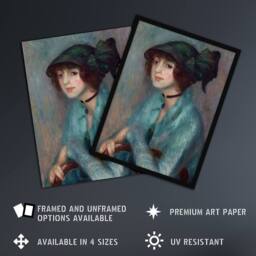 "Artery8 The Brunette Woman Portrait Glackens Framed Wall Art Print - Size: W12"" x H16""" - thumbnail 2