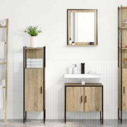 Berkfield Home 3 Piece Bathroom Furniture Set Sonoma Oak Engineered Wood in Beige - thumbnail 4