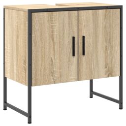 Berkfield Home 3 Piece Bathroom Furniture Set Sonoma Oak Engineered Wood in Beige - thumbnail 7