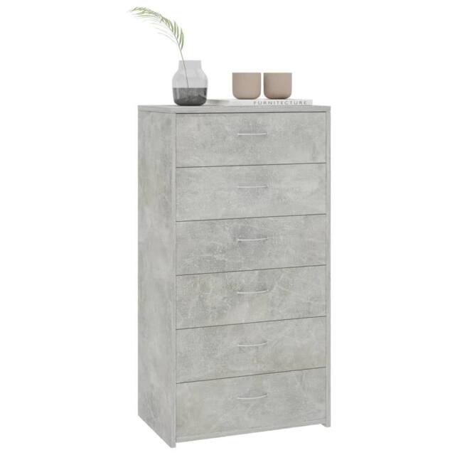Berkfield Home Sideboard with 6 Drawers Concrete Grey 50x34x96 cm Engineered Wood - Size: 50 x 34 x 96 cm - image 1