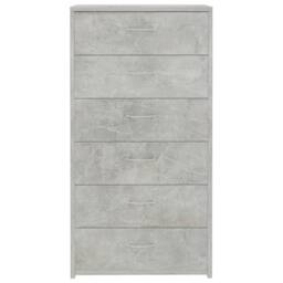 Berkfield Home Sideboard with 6 Drawers Concrete Grey 50x34x96 cm Engineered Wood - Size: 50 x 34 x 96 cm - thumbnail 4