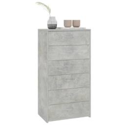 Berkfield Home Sideboard with 6 Drawers Concrete Grey 50x34x96 cm Engineered Wood - Size: 50 x 34 x 96 cm - thumbnail 1